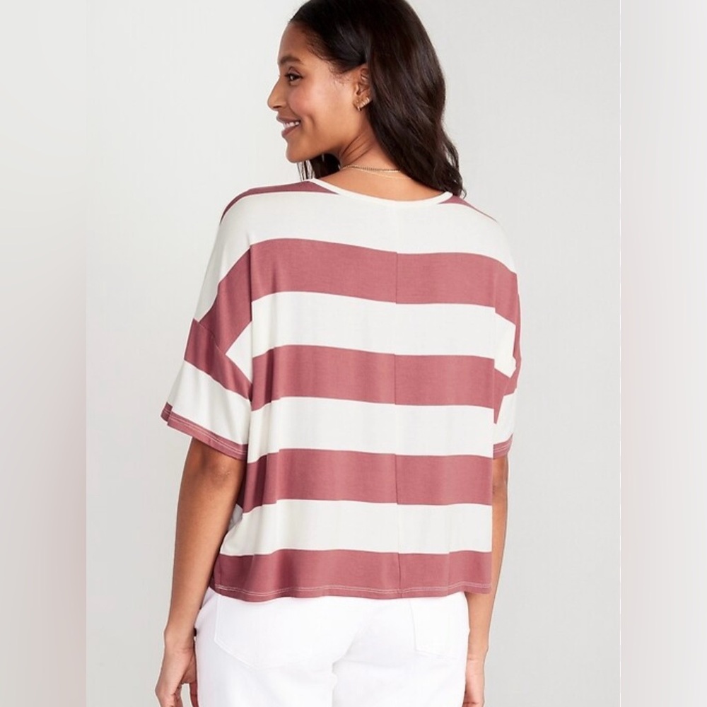 Old Navy Women's Luxe Oversized Crop T-Shirt, Striped Spice Girl, Small NWT - Picture 2 of 11